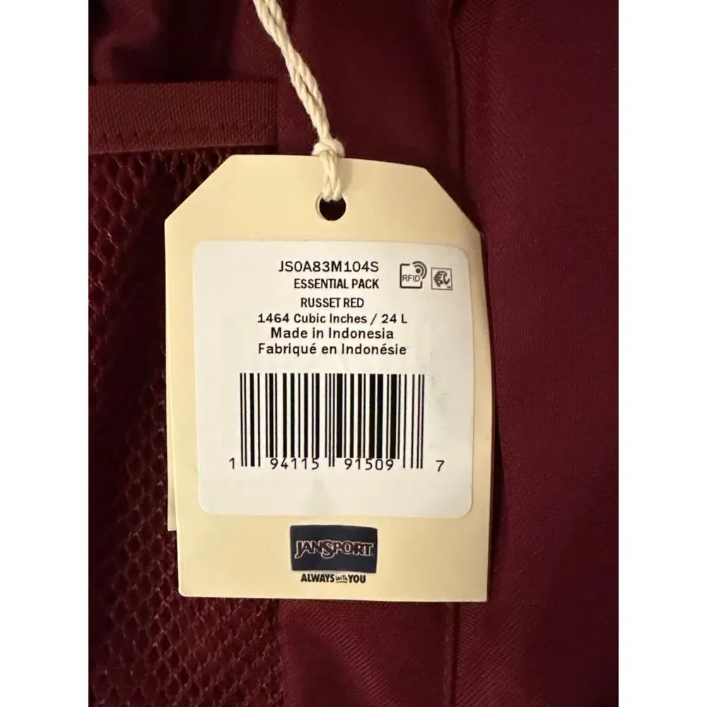 NEW JanSport Essential Pack Backpack Russet Red JS0A83M104S Bookbag Daypack